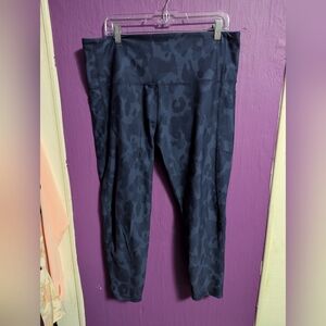 💜 DSG Navy Leopard Print High Waist 7/8 Leggings Pockets 2X 18 20